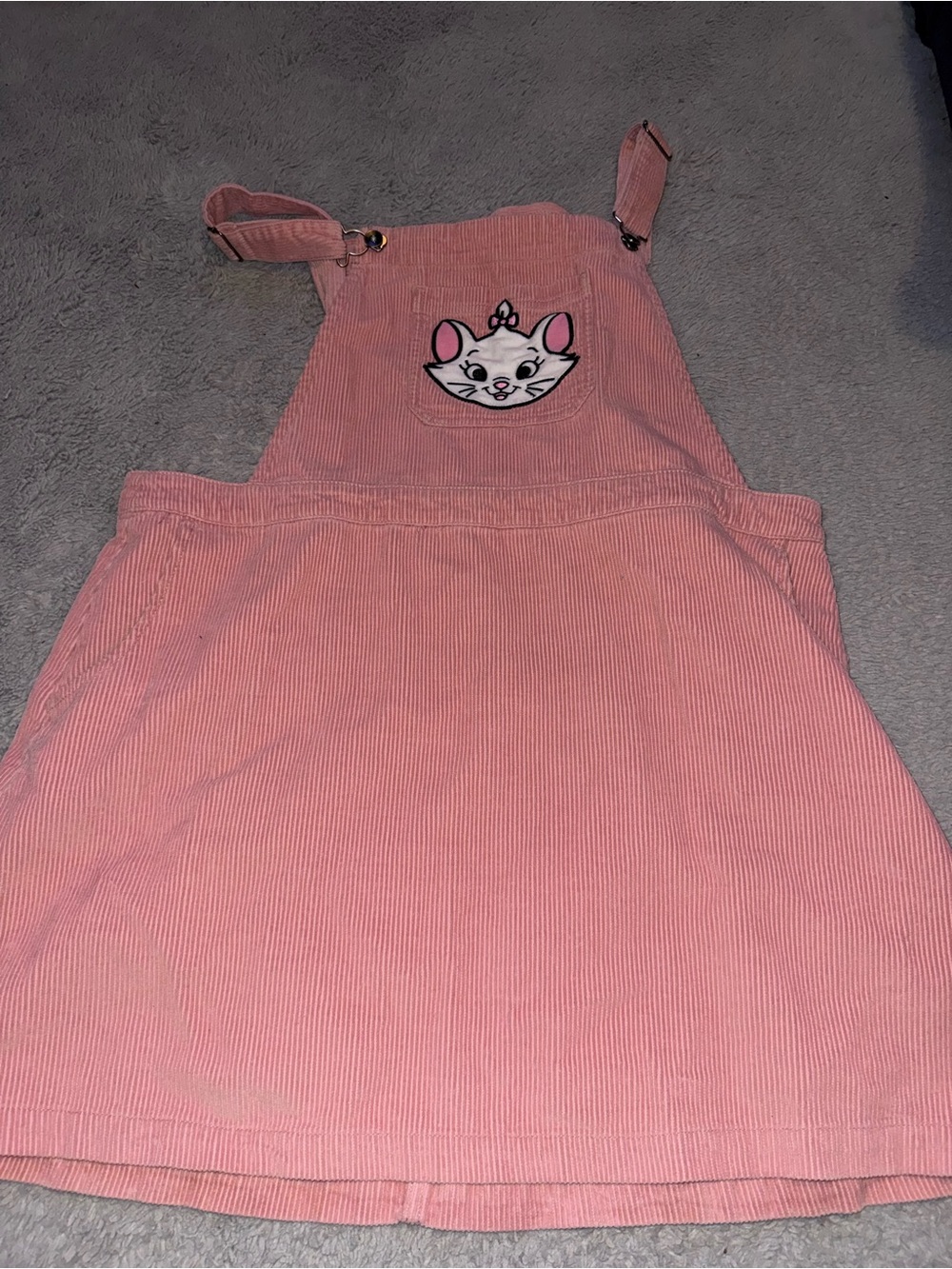 Pink Corduroy Disney Overall Dress with Embroidered Marie
